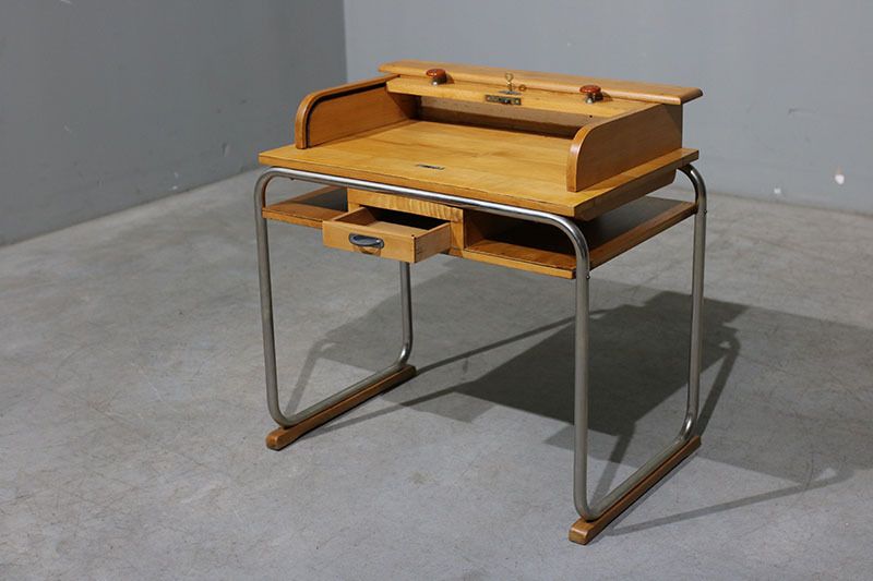 Desk In Chromed Metal And Wood. photo buy