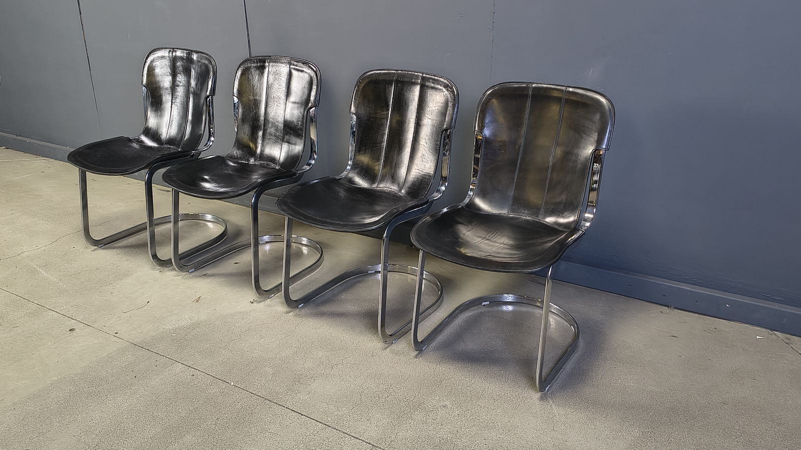 Vintage Dining Chairs By Willy Rizzo For Cidue Set Of 4, 1970s photo buy