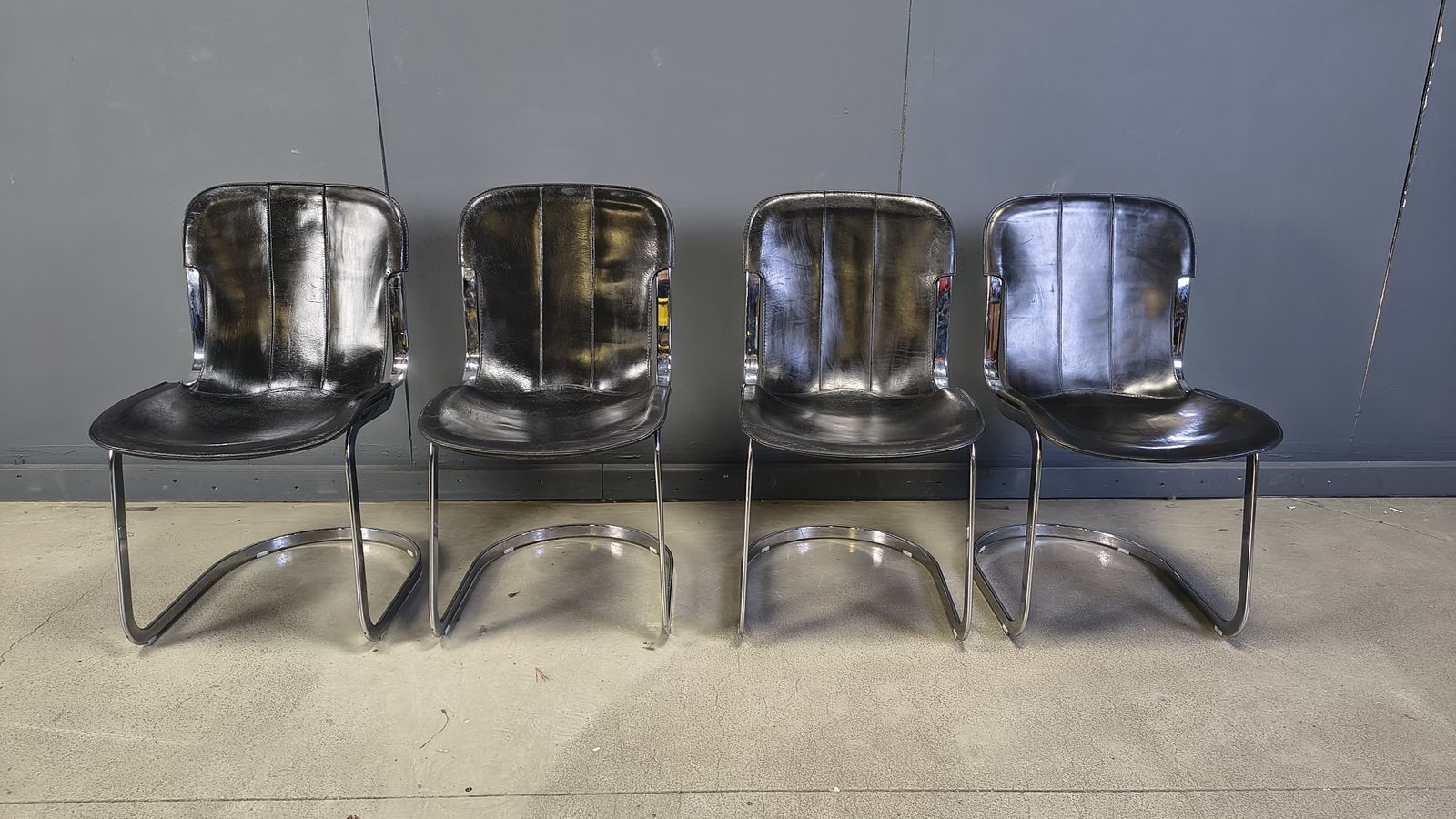 Vintage Dining Chairs By Willy Rizzo For Cidue Set Of 4, 1970s