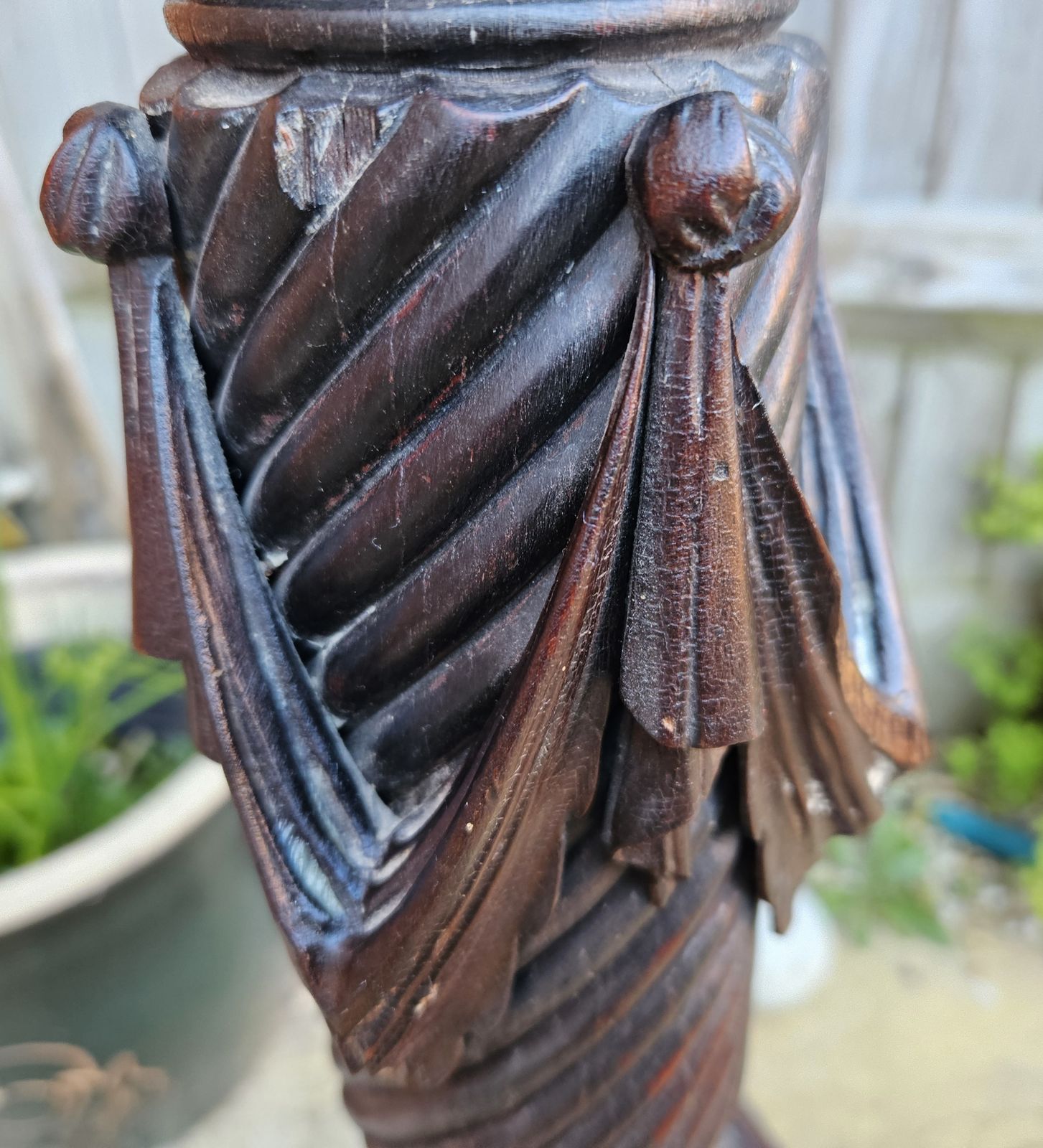 Antique Large/Tall Wood Carved  Plant Stand Table Display H 156cm photo vinterior