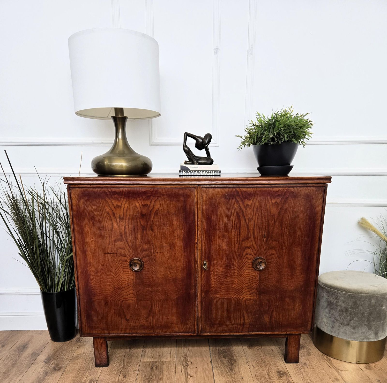1970s Mid Century Modern Art Deco Italian Wooden Sideboard Credenza Cabinet photo for sale