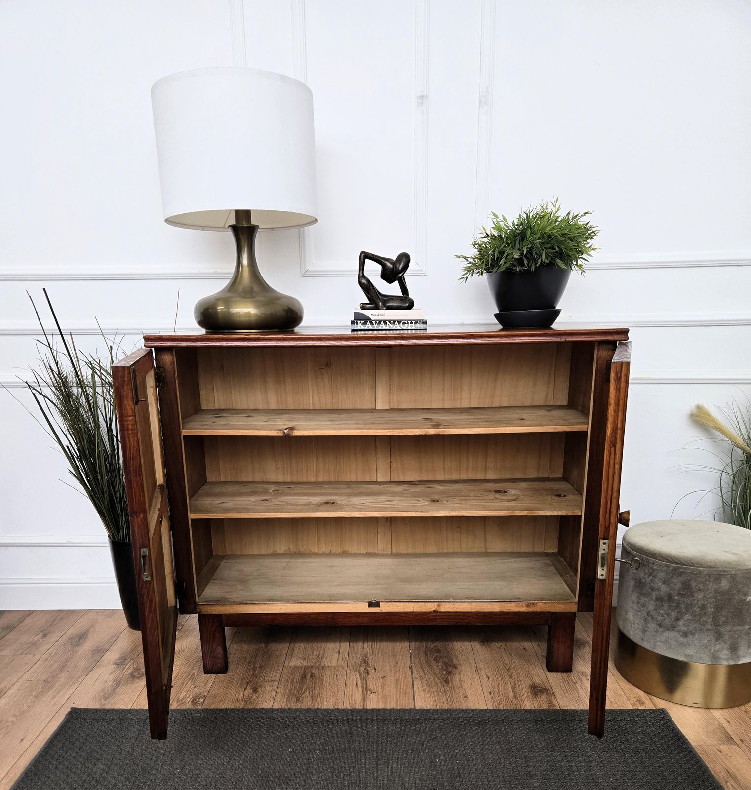 1970s Mid Century Modern Art Deco Italian Wooden Sideboard Credenza Cabinet photo 1728.0