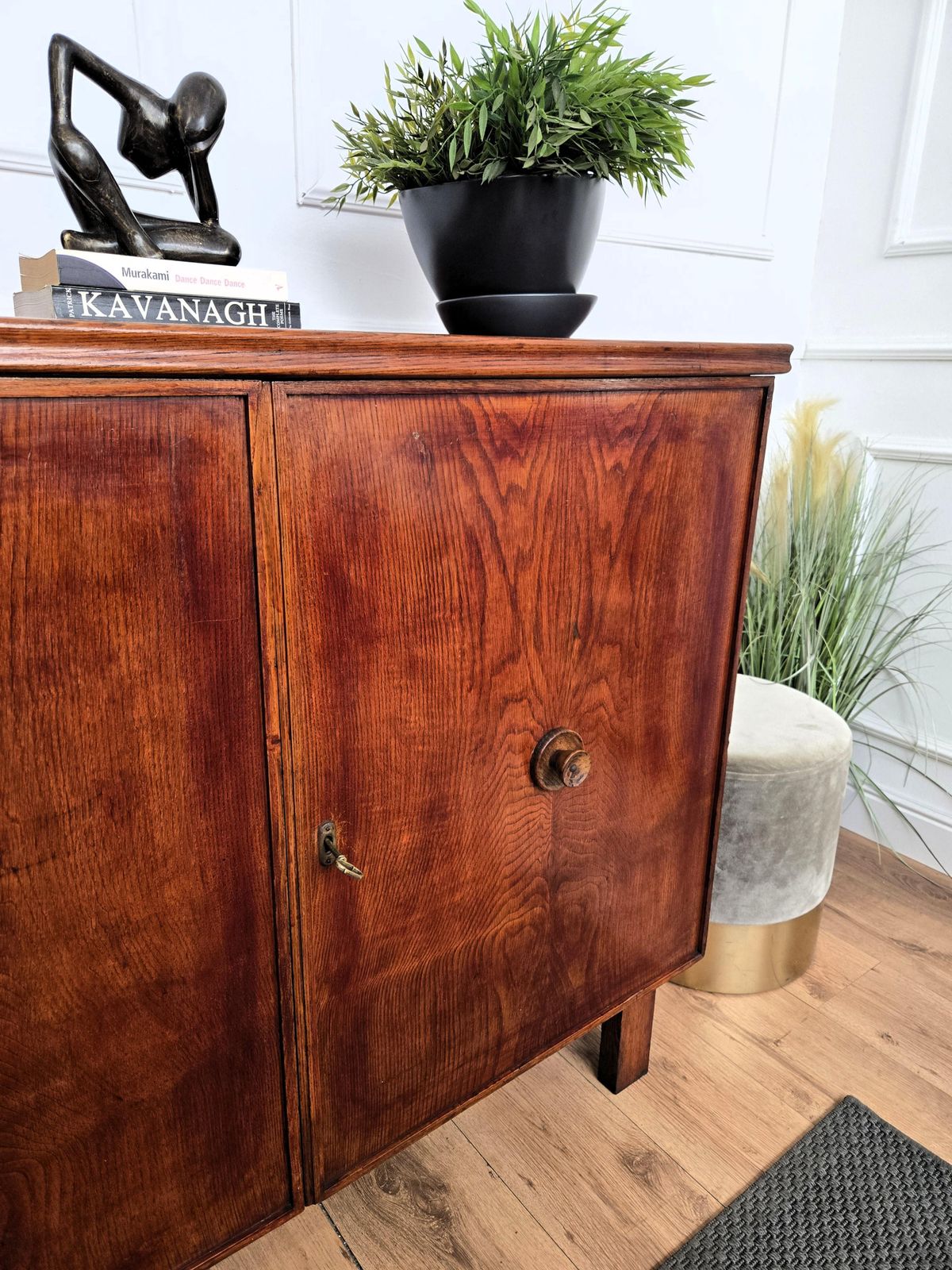 1970s Mid Century Modern Art Deco Italian Wooden Sideboard Credenza Cabinet photo vinterior