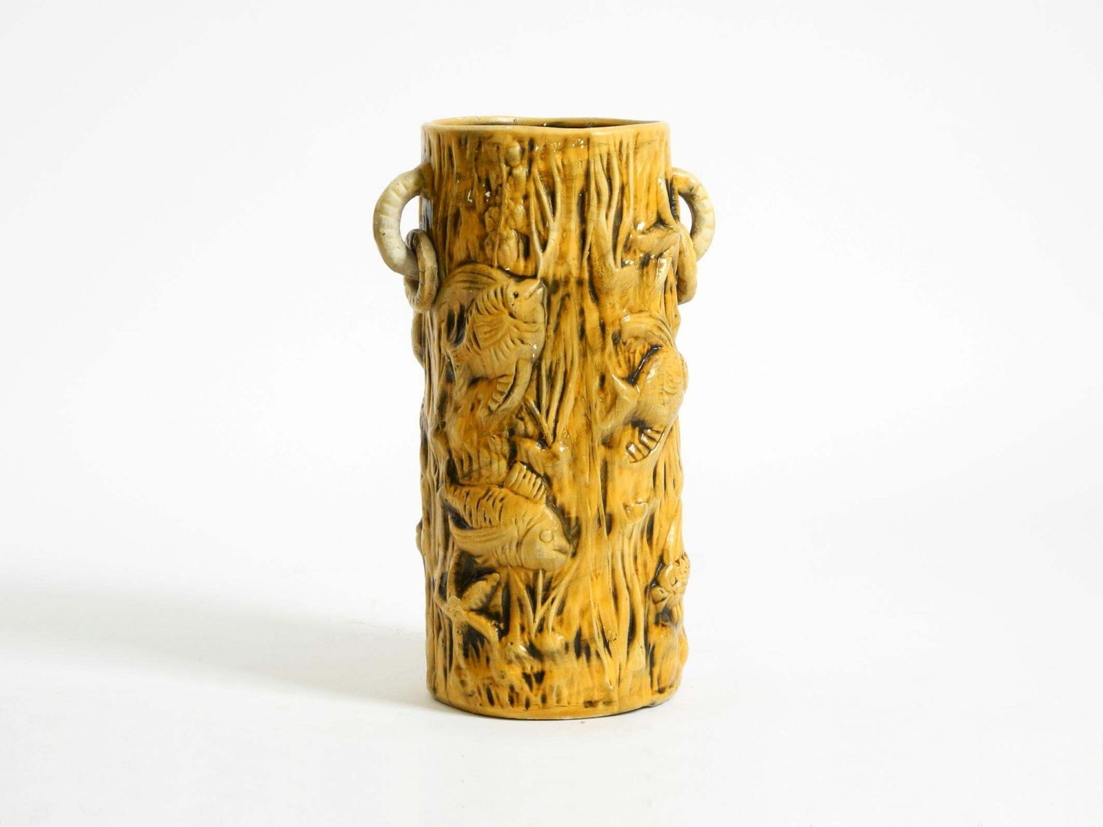 Handmade Glazed Ceramic Floor Vase With Maritime Fish And Starfish Motifs photo for sale