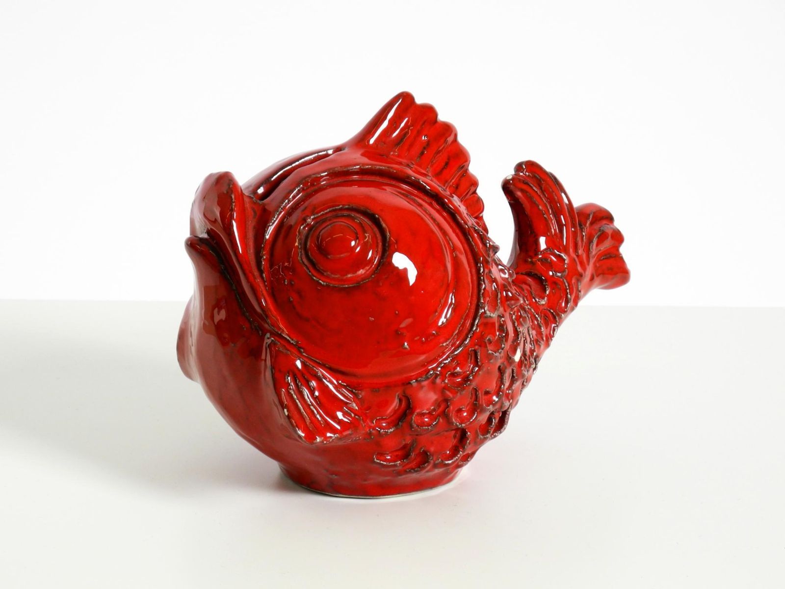 Beautiful 1960s Ceramic Fish Money Box By Aldo Londi For Bitossi Italy photo vinterior