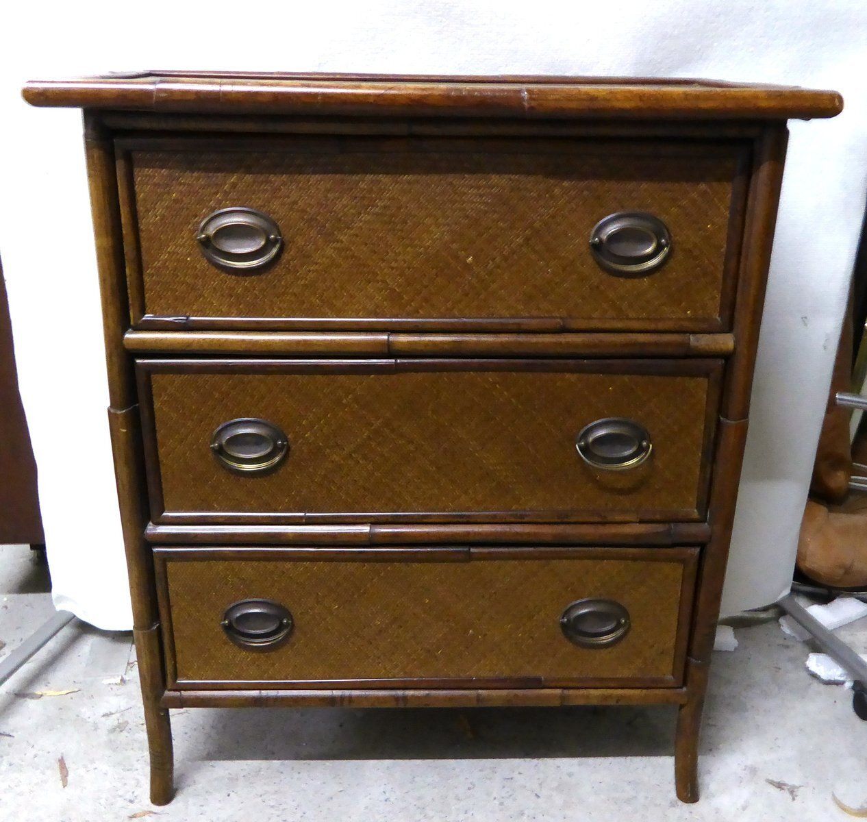 photo vintage Vintage Wicker Cabinet From Becara, Spain, 1980s