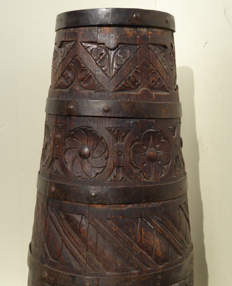 Umbrella Stand In Brass And Walnut, France, 1890s photo 390.0