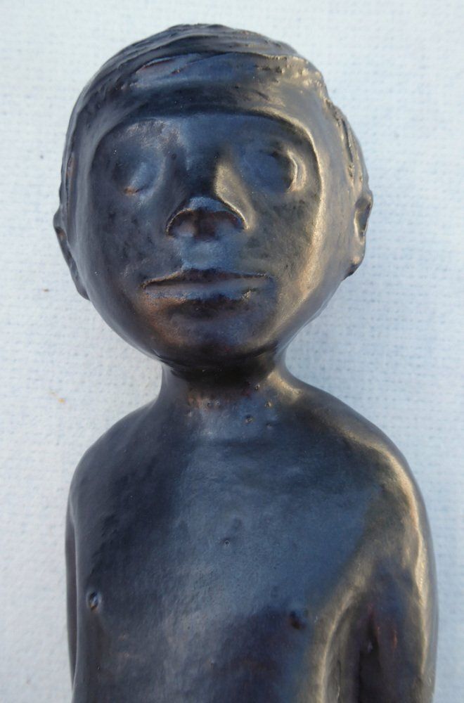 Ceramic Boy Sculpture Attributed To Elie Van Damme For Perignem, 1960s photo vintage