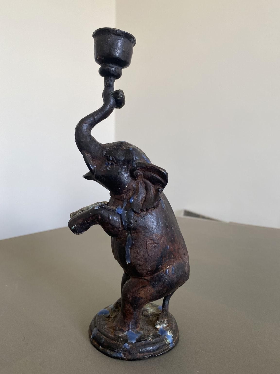 Antique Bronze Elephant Candle Holder, Eastern Origin, Circa 1890 photo 642.0