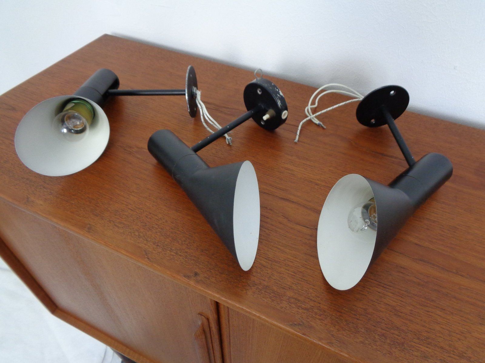 photo furniture Early Visor Wall Lamps By Arne Jacobsen For Louis Poulsen, Denmark, 1950s, Set Of 3