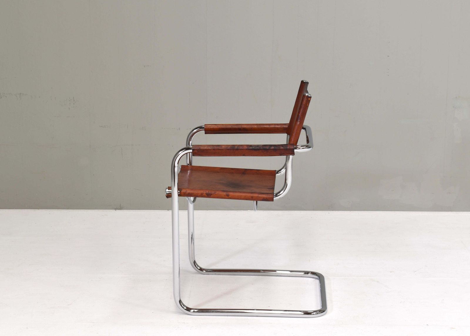 Mart Stam S34 Dining Armchair In Cognac Saddle Leather, 1970s photo 964.0