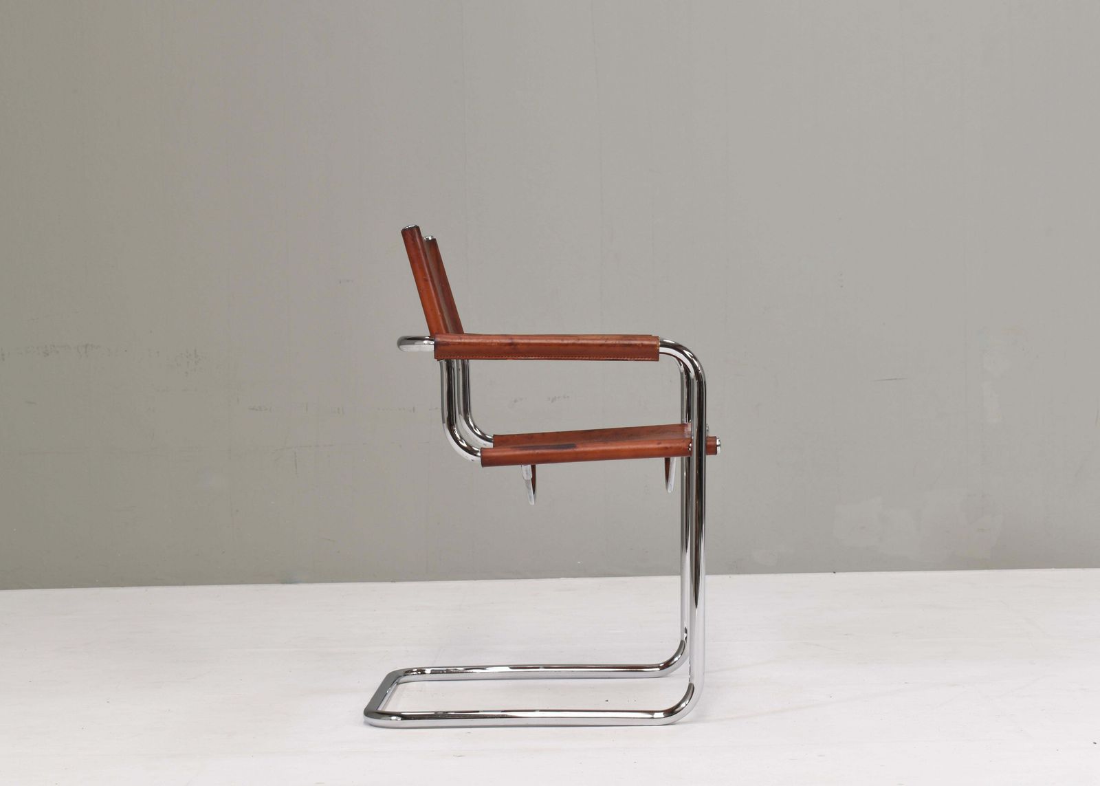 Mart Stam S34 Dining Armchair In Cognac Saddle Leather, 1970s photo vinterior