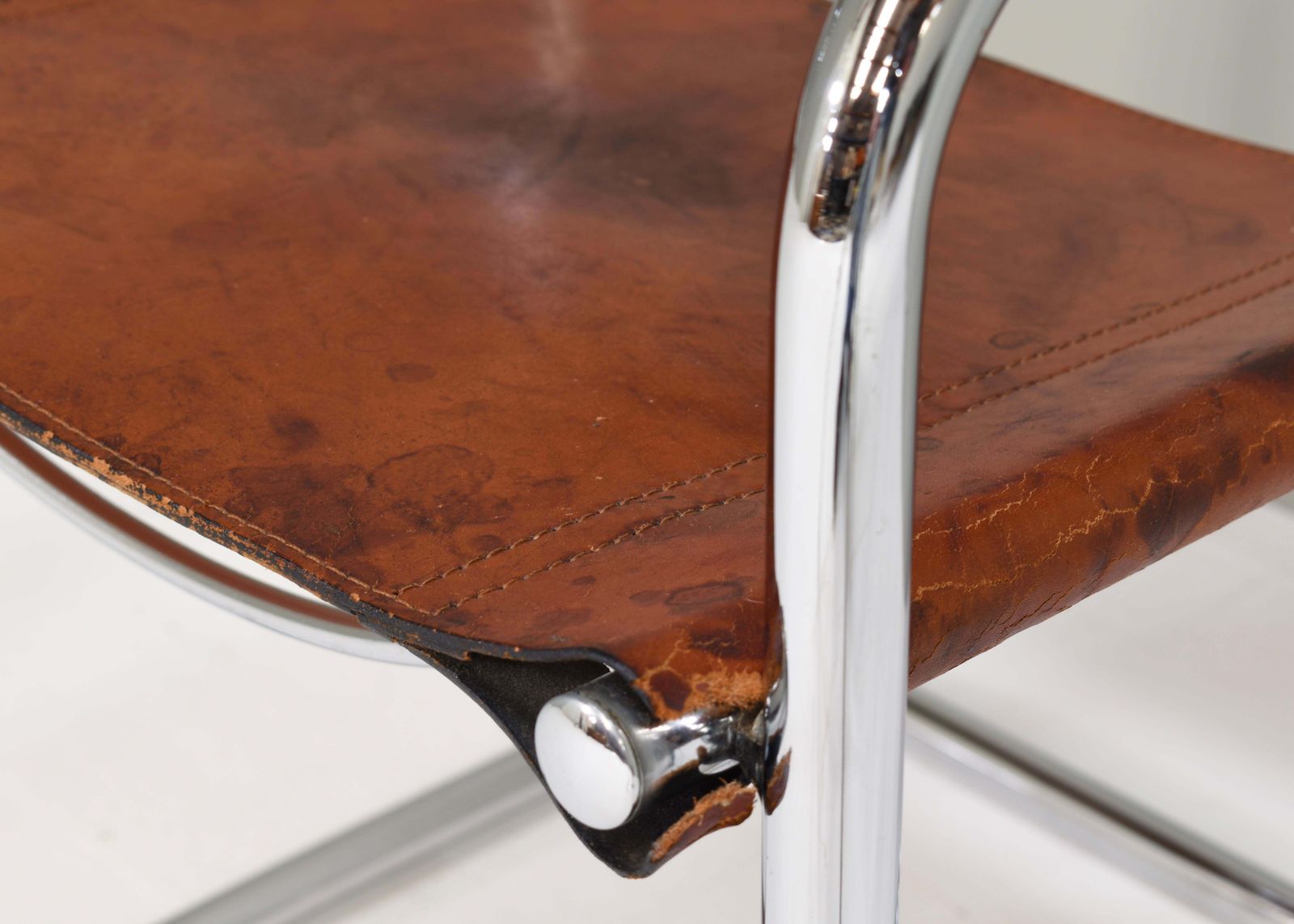 Furniture Mart Stam S34 Dining Armchair In Cognac Saddle Leather, 1970s photo