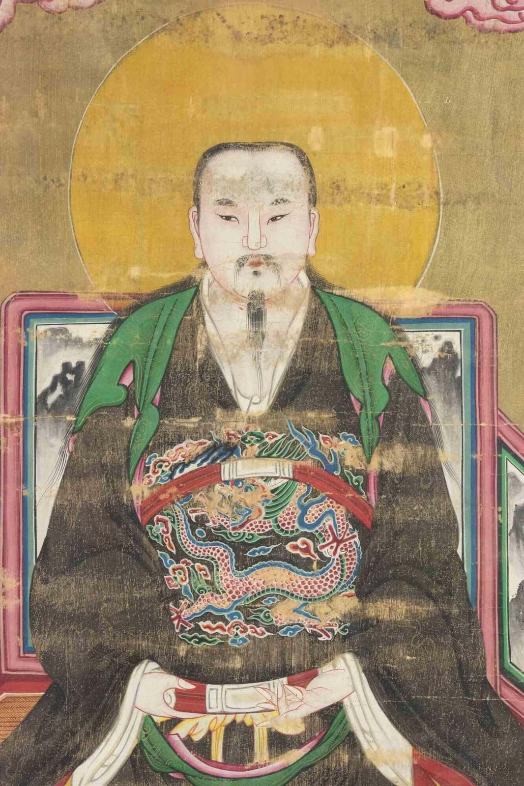 Unknownlarge Sino Tibetan Portrait Of A Seated Dignitary   Drawing   19th Century19th Century photo Art