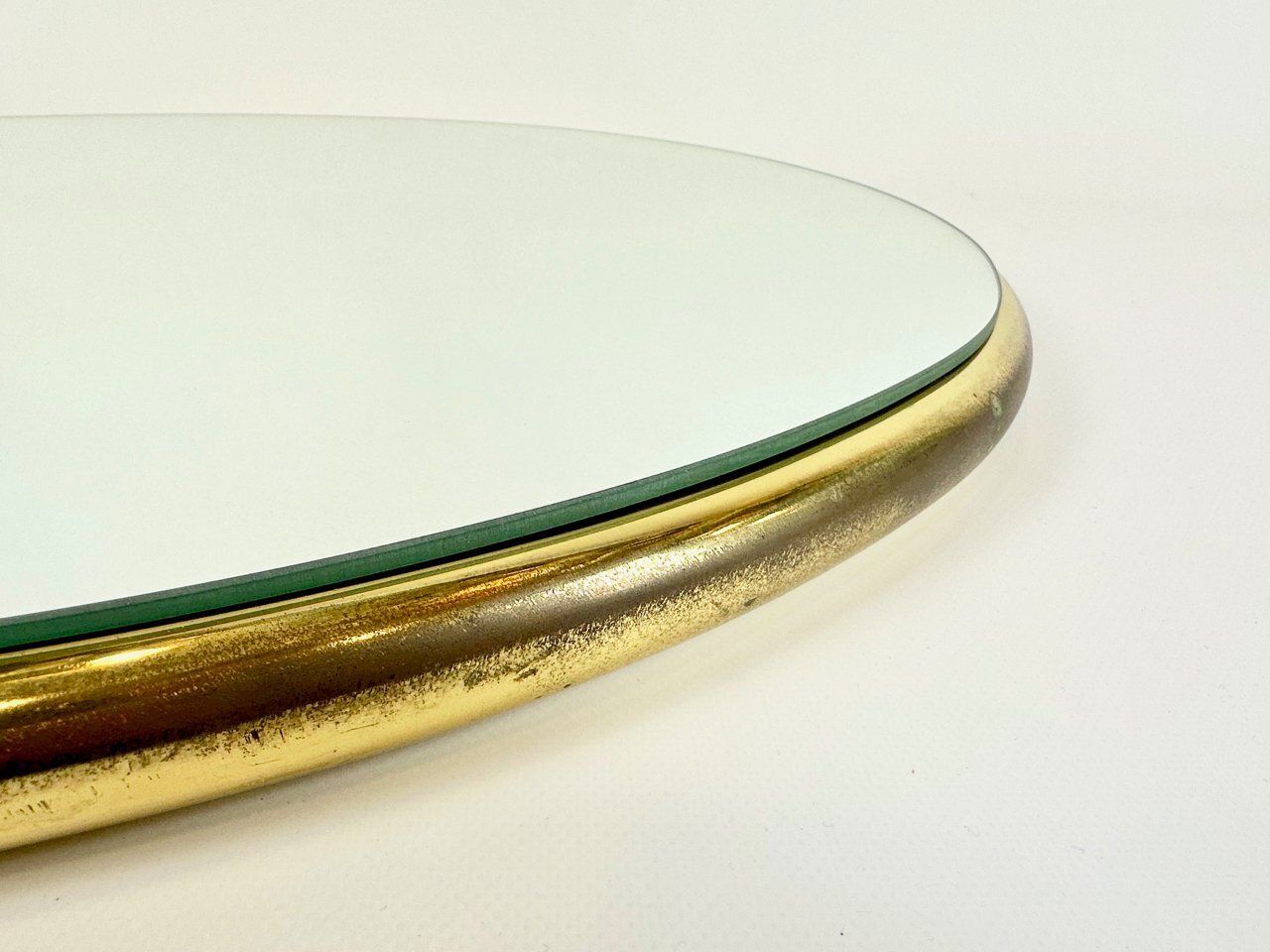 Mid Century German Brass Eliptical Wall Mirror From Planilux Huwa Spiegel, 1960s photo Home Decor