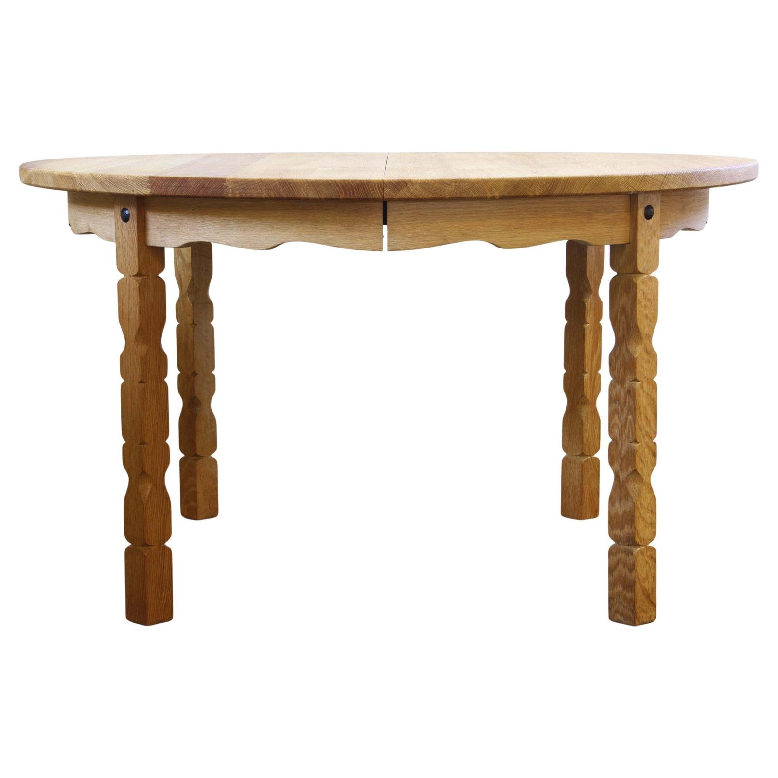 1960s Vintage Brutalist Danish Extending Oak Dining Table Style Henning Kjærnulf