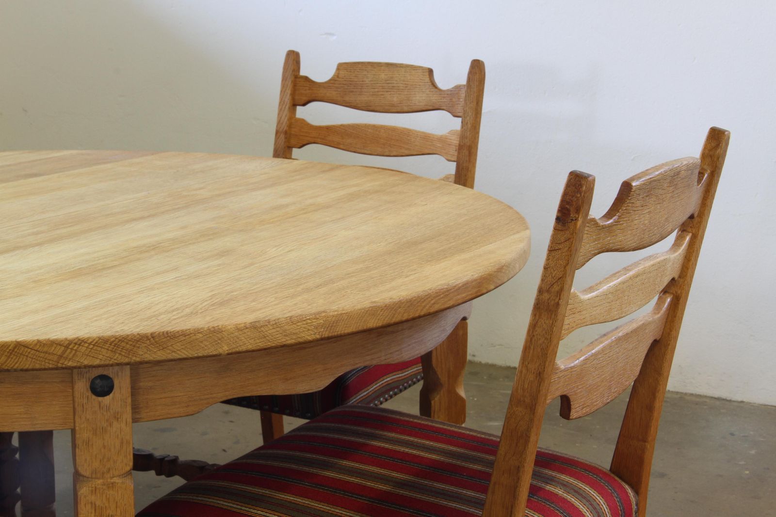 photo furniture 1960s Vintage Brutalist Danish Extending Oak Dining Table Style Henning Kjærnulf