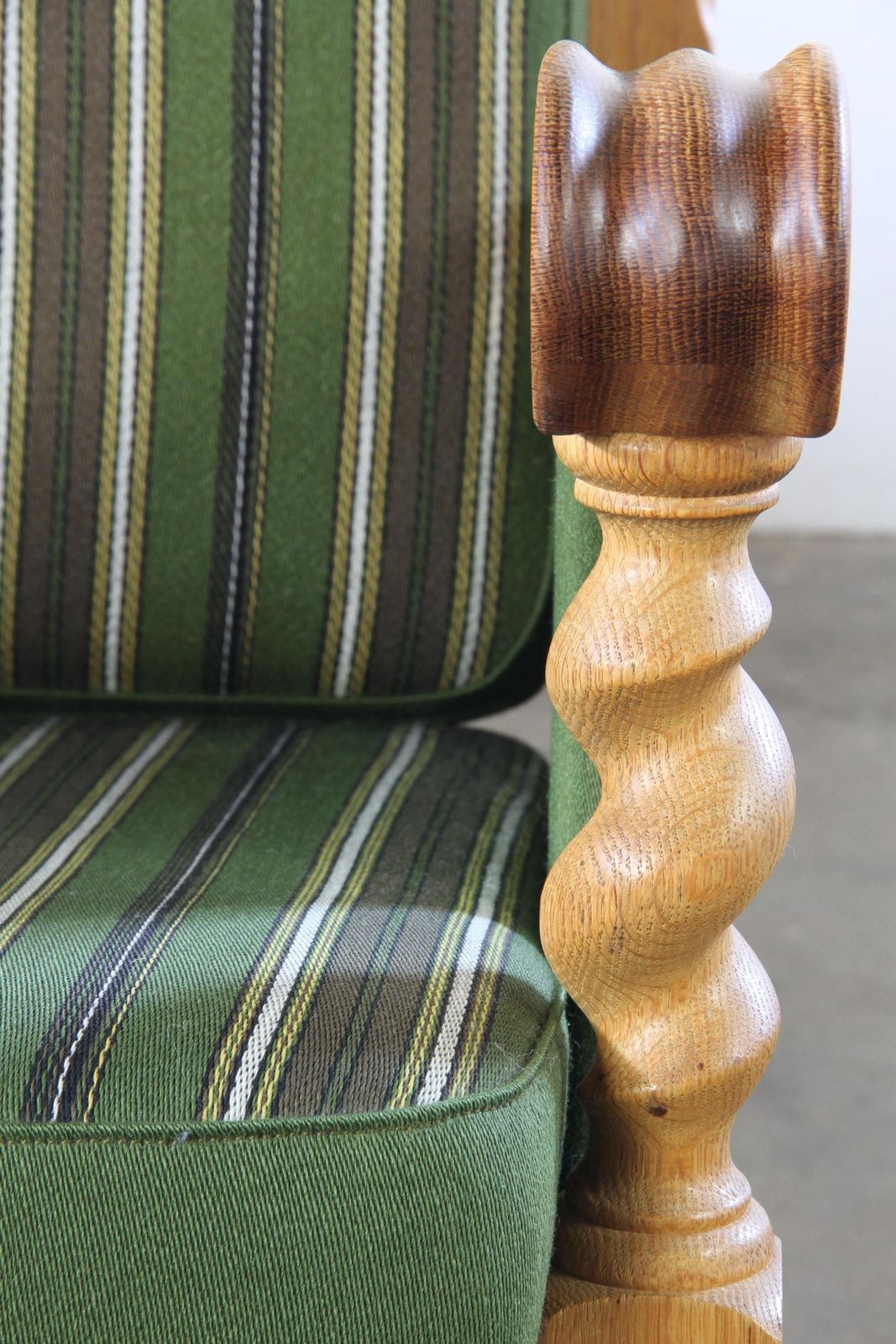 photo furniture Vintage Solid Oak Danish Brutalist Lounge Chair, Henning Kjærnulf Style, 1960s