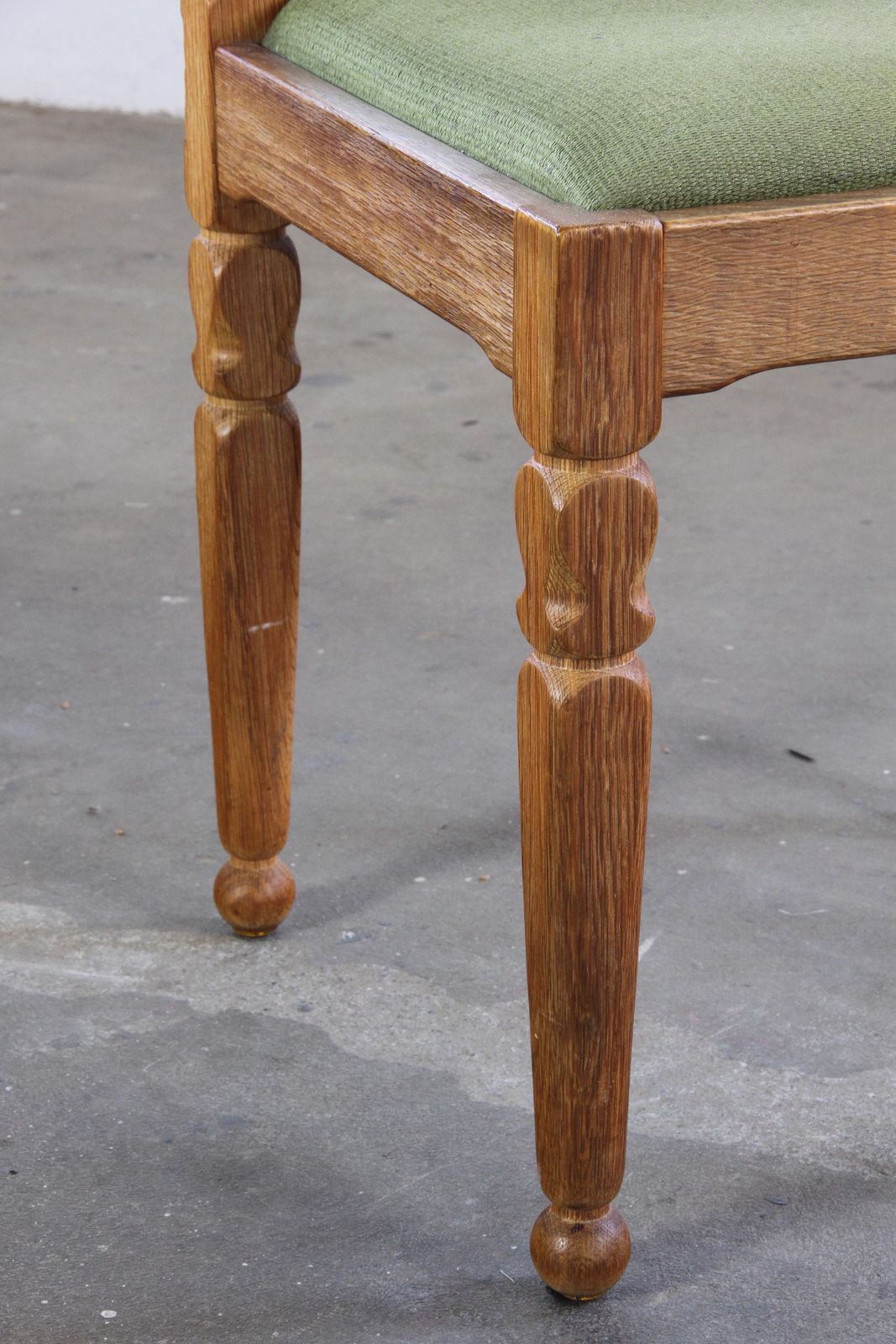 Furniture Vintage Danish 1960s Henning Kjærnulf Oak Corner Chair, Razorblade Back Splats photo