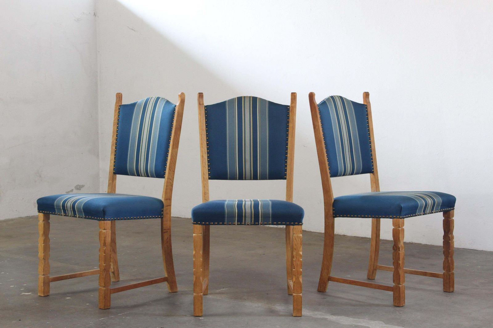 Furniture Set Of 5 Vintage Mid Century Modern Danish Oak Dining Chairs, Kjærnulf Style photo