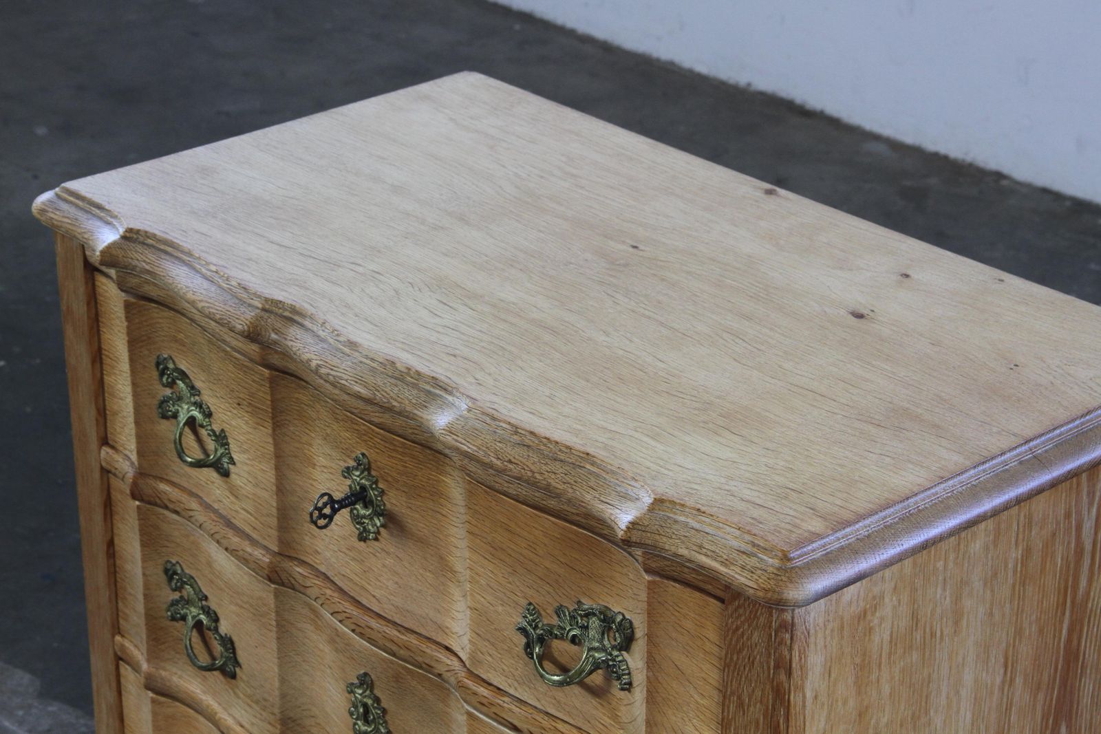 photo for sale Vintage Mid Century Danish Oak Baroque/Rococo Style Commode
