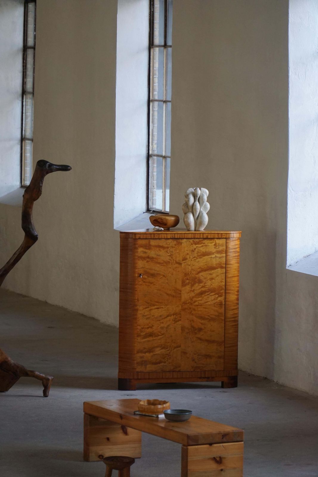 Early 20th Century, Swedish Modern Bar Cabinet In Birch By H. Westlund, 1930s photo furniture