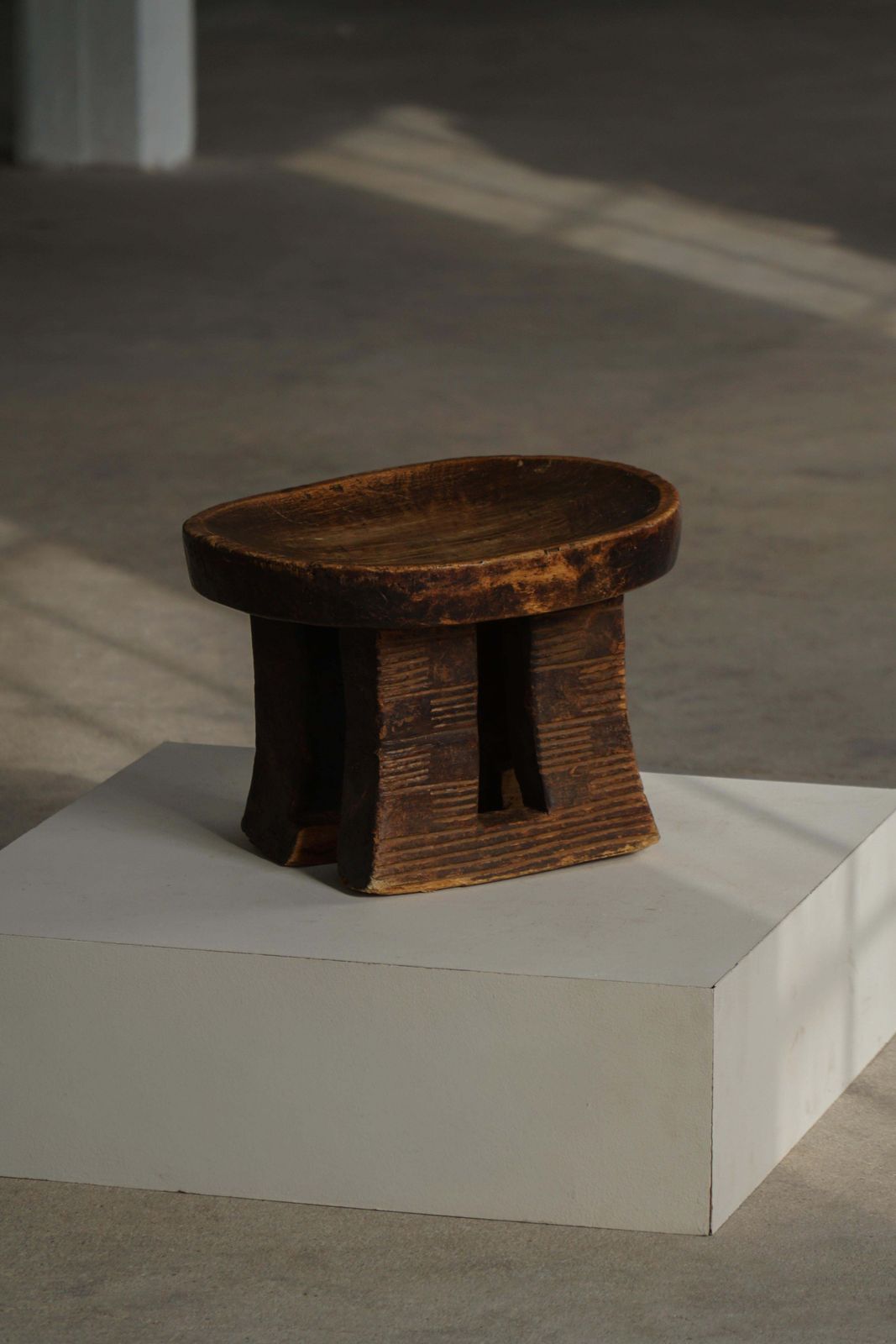Traditional Hand Carved African Tribal Stool, Bamileke‑Style, 20th Century photo furniture