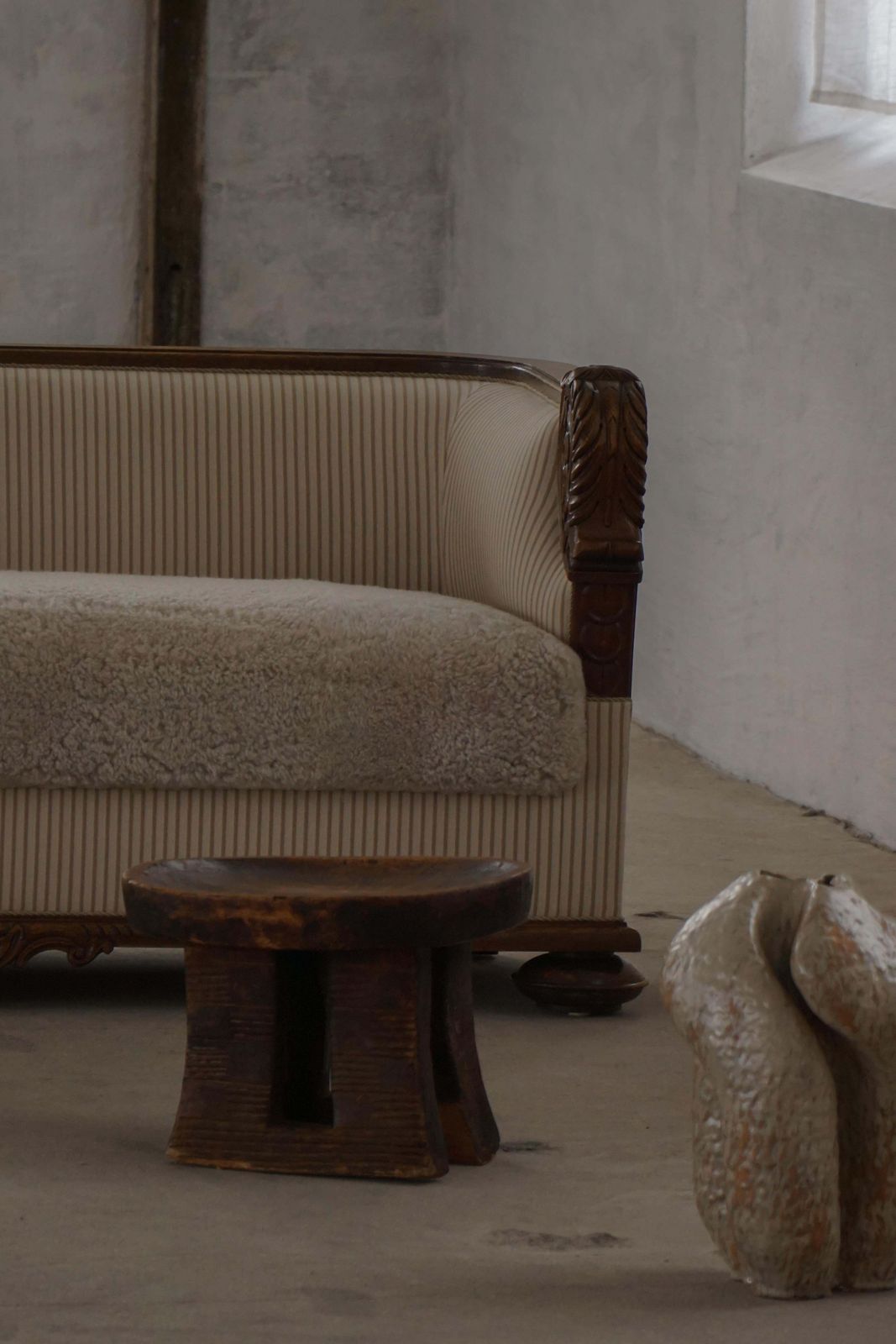 Traditional Hand Carved African Tribal Stool, Bamileke‑Style, 20th Century photo Furniture