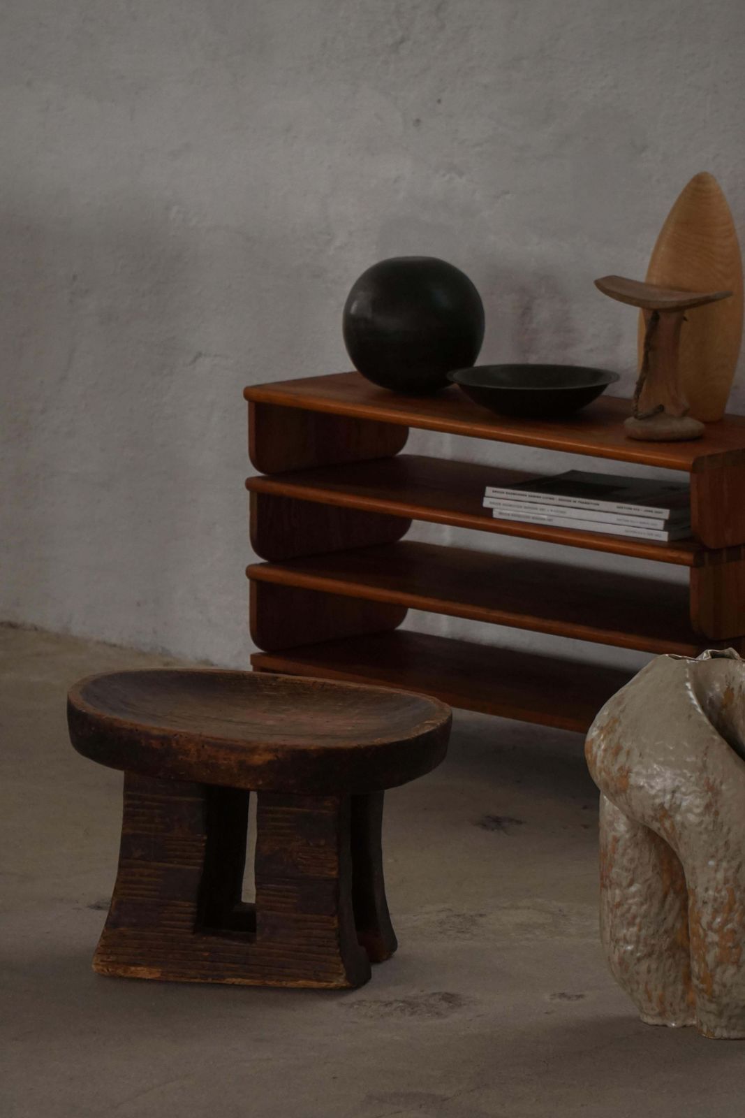 Traditional Hand Carved African Tribal Stool, Bamileke‑Style, 20th Century photo 962.0