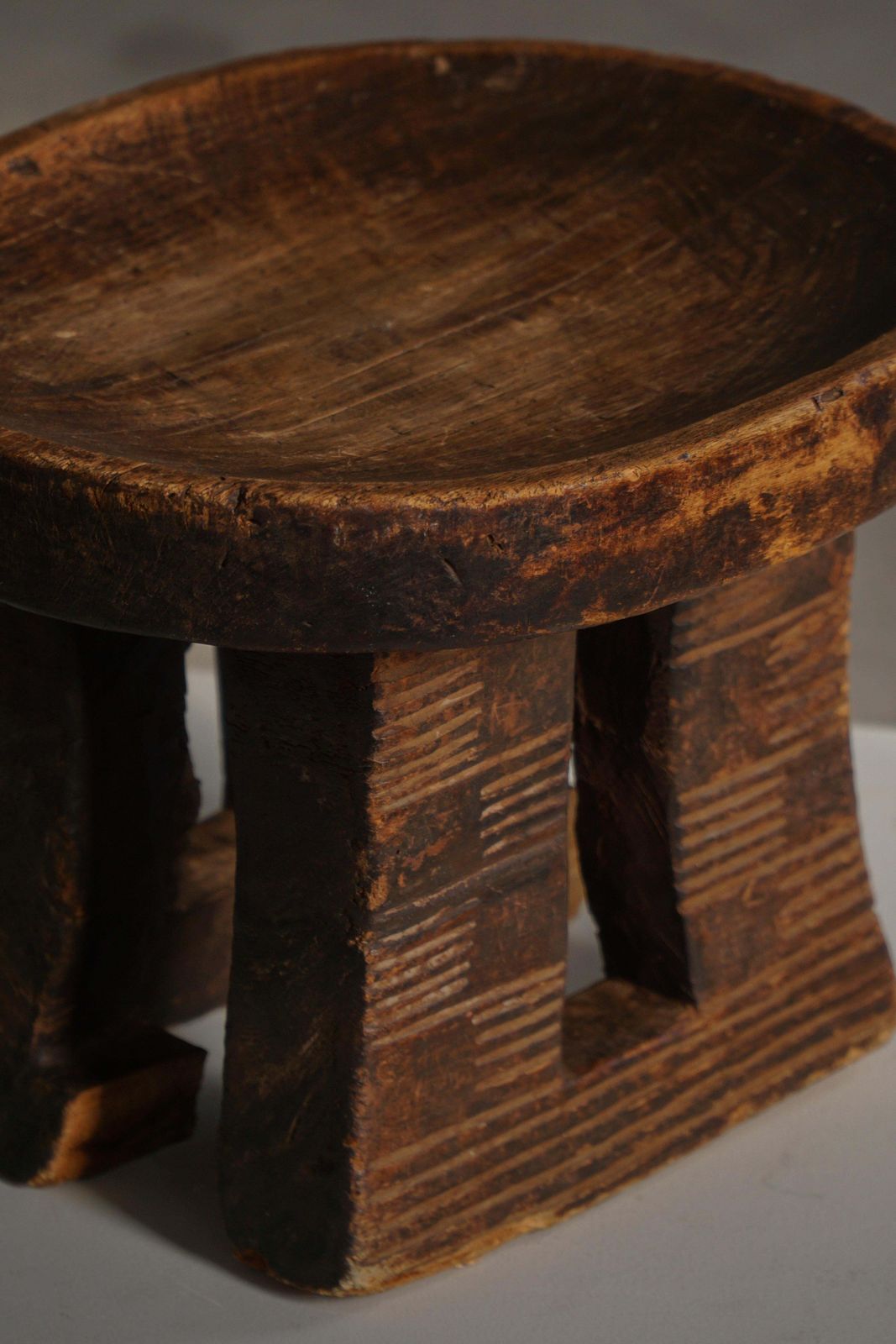 photo for sale Traditional Hand Carved African Tribal Stool, Bamileke‑Style, 20th Century