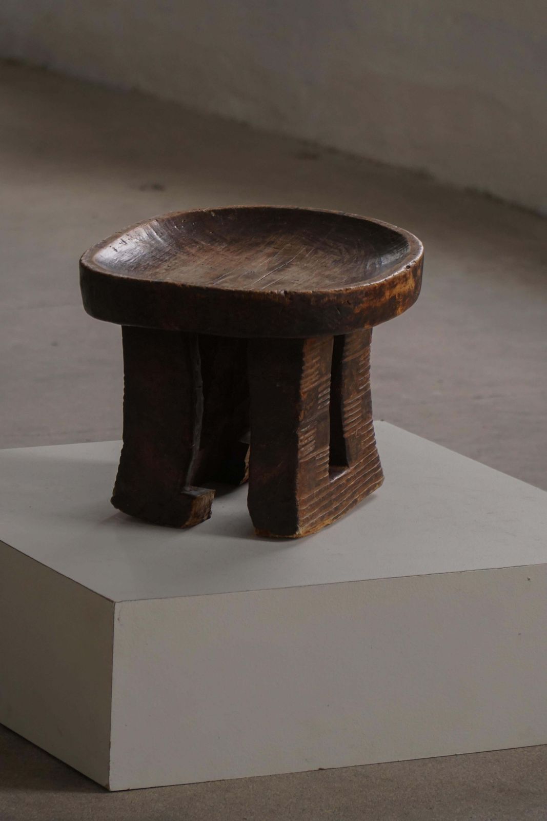 962.0 Traditional Hand Carved African Tribal Stool, Bamileke‑Style, 20th Century photo