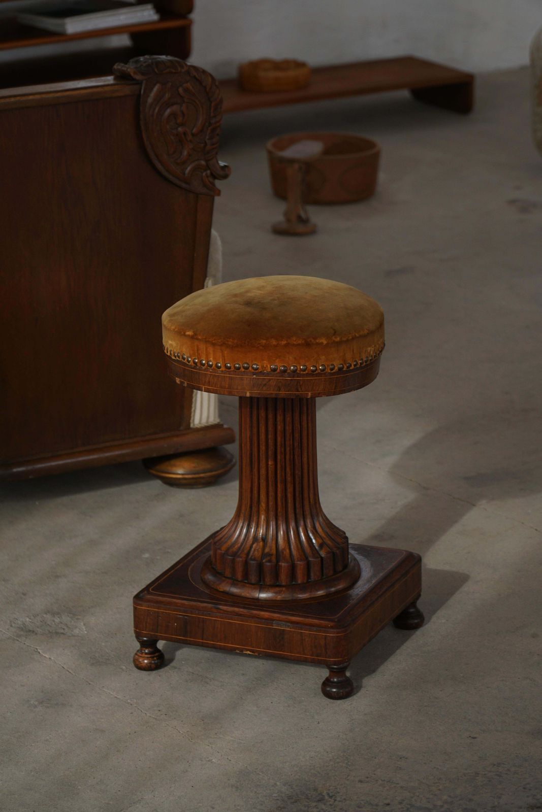 1290.0 Antique Piano Stool, Oak & Velvet, French Cabinetmaker, Mid 19th Century photo