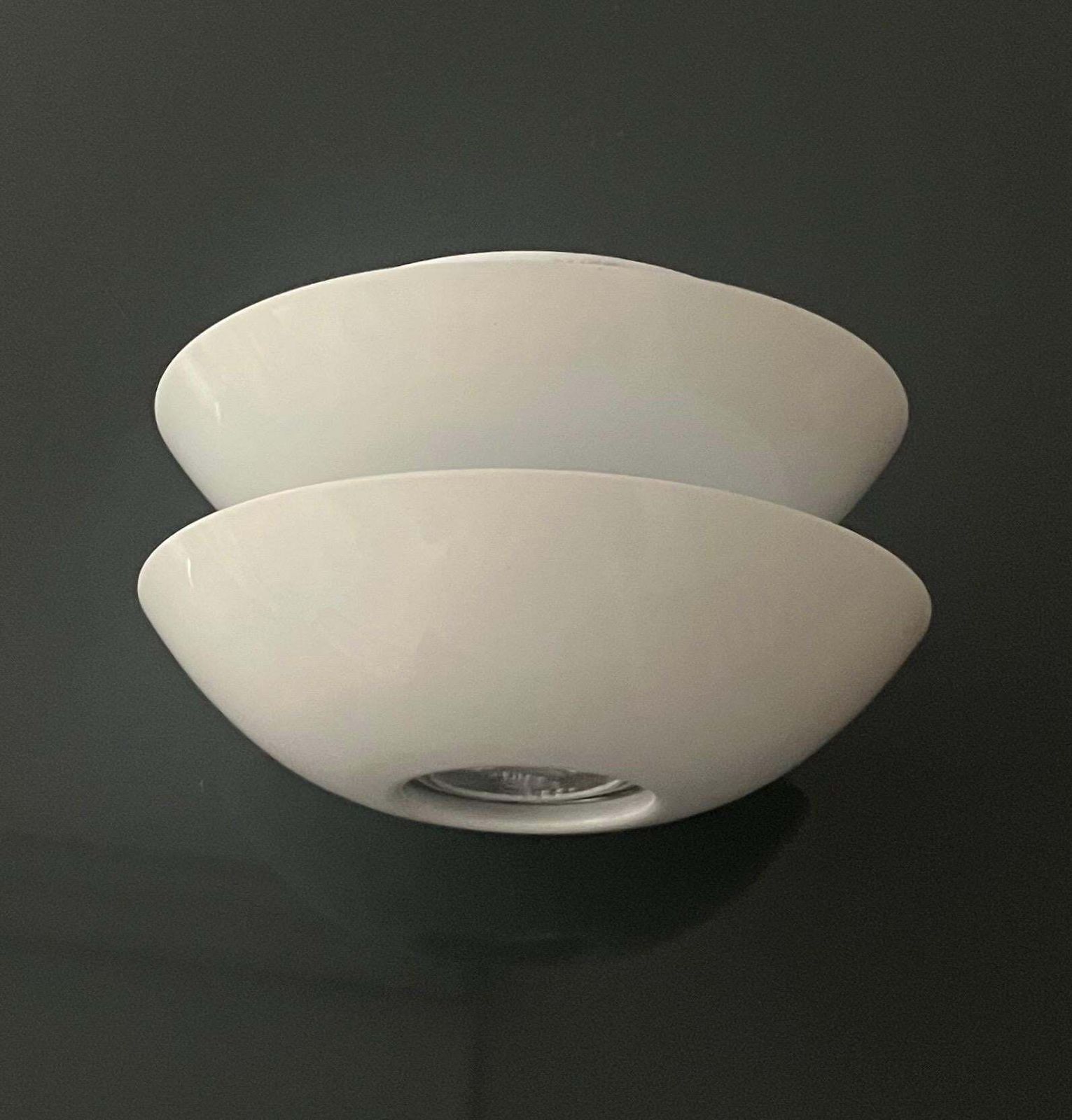 Postmodern White Metal Set Of Eight Flush Mounts By Blauet, Barcelona, 1980s photo for sale