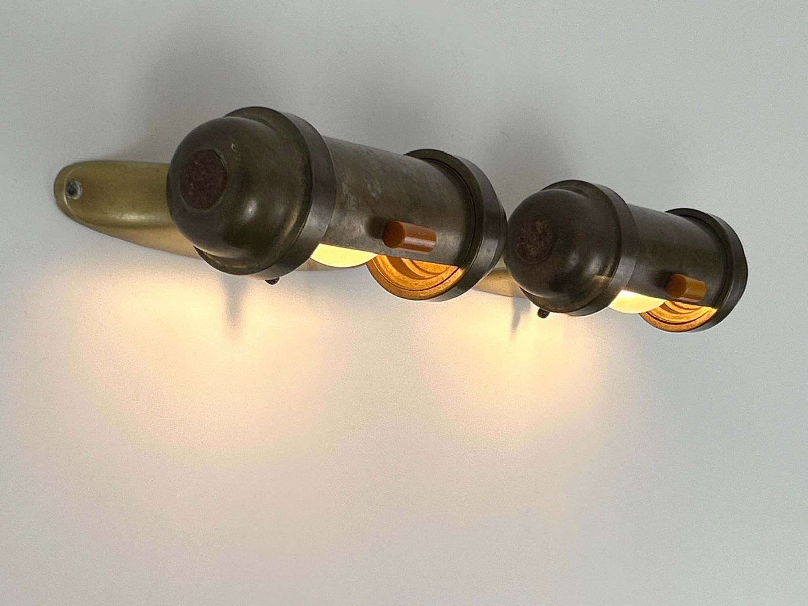 photo vinterior Set Of Two Streamline Bauhaus Design Sub Marine Cabinet Sconces Germany 1930s