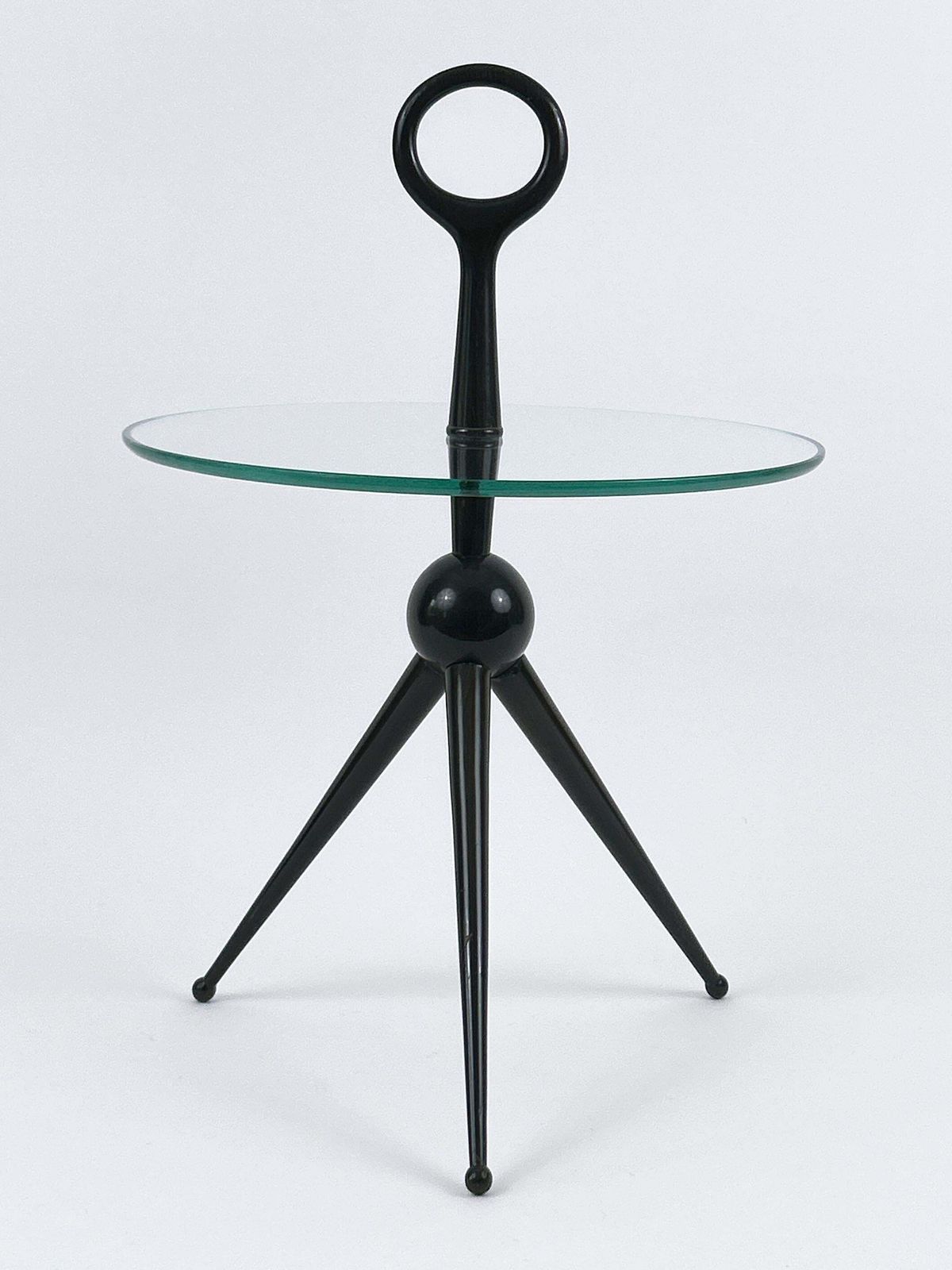 Elegant Mid Century Modern Tripod Side Table By Cesare Lacca Italy 1950s photo vintage