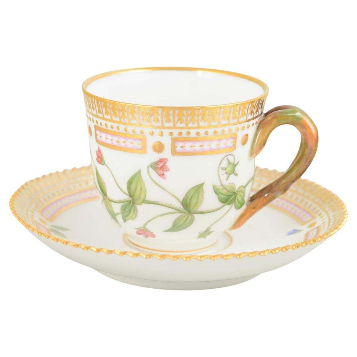 Royal Copenhagen. Flora Danica Demitasse Cup With Saucer In Porcelain. 1960s