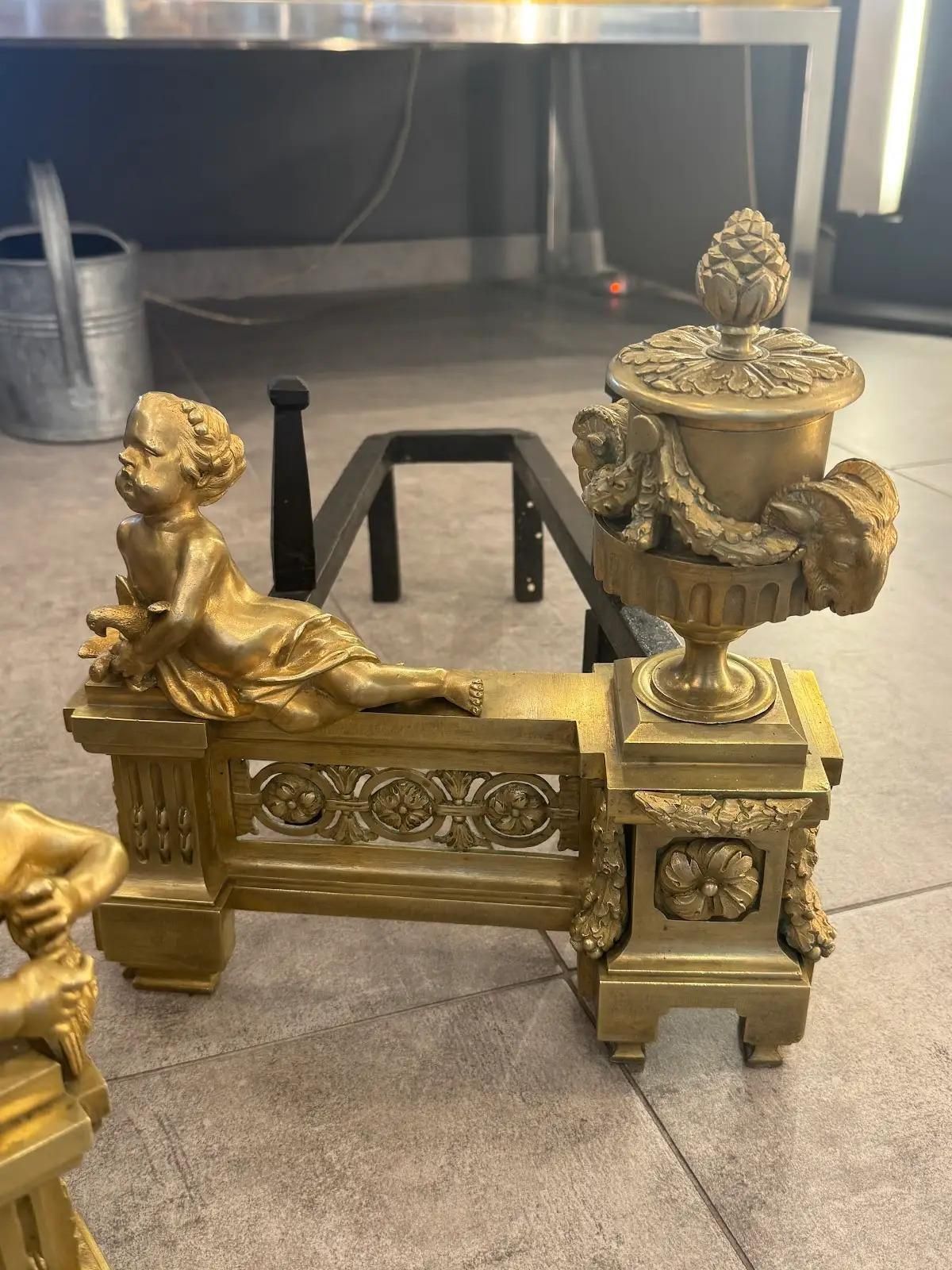 A Pair Of Late 18th Century Andirons In Perfect Condition. photo vinterior