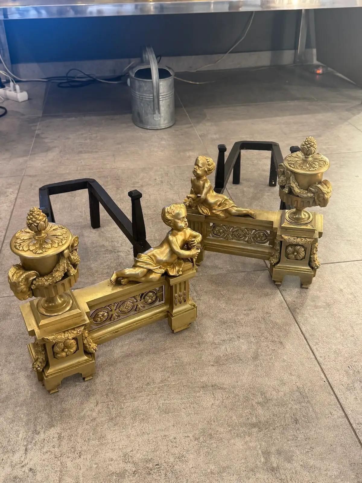 photo for sale A Pair Of Late 18th Century Andirons In Perfect Condition.