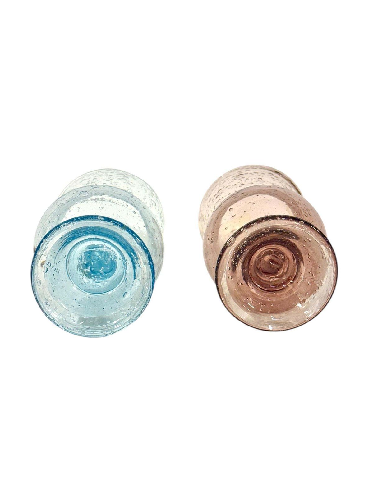Pair Of French Biot Bubble Glass Hurricane Candle Holders photo vinterior