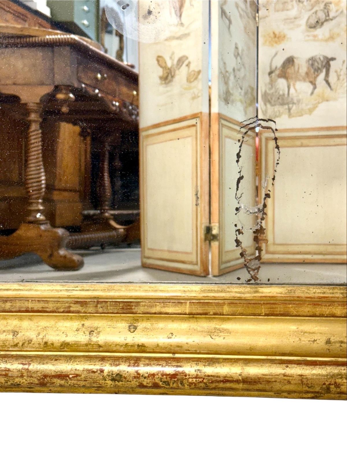 19th Century French Giltwood Mirror With Original Mercury Glass photo 2820.0