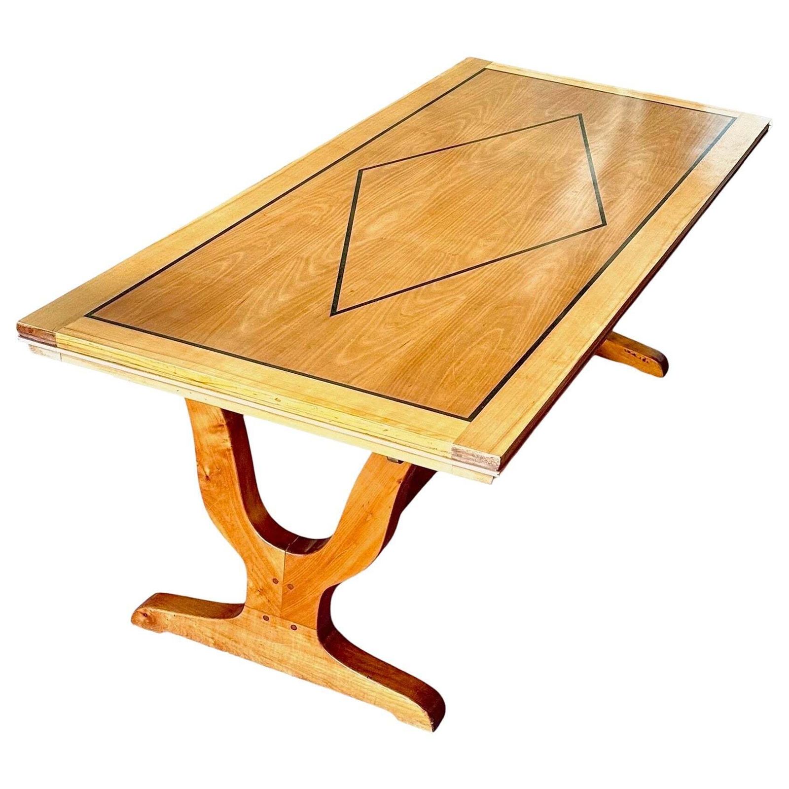 French Art Deco Extendable Dining Cherrywood Table, Seats Up To 14