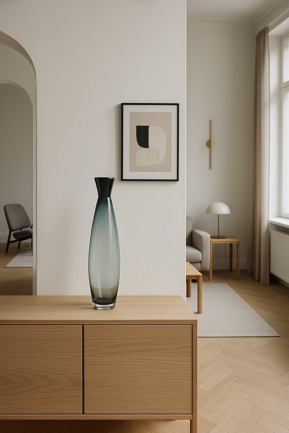 Bengt Orup For Johansfors. Slim Glass Vase, Model "Tona". Sweden, 1950s photo 391.0