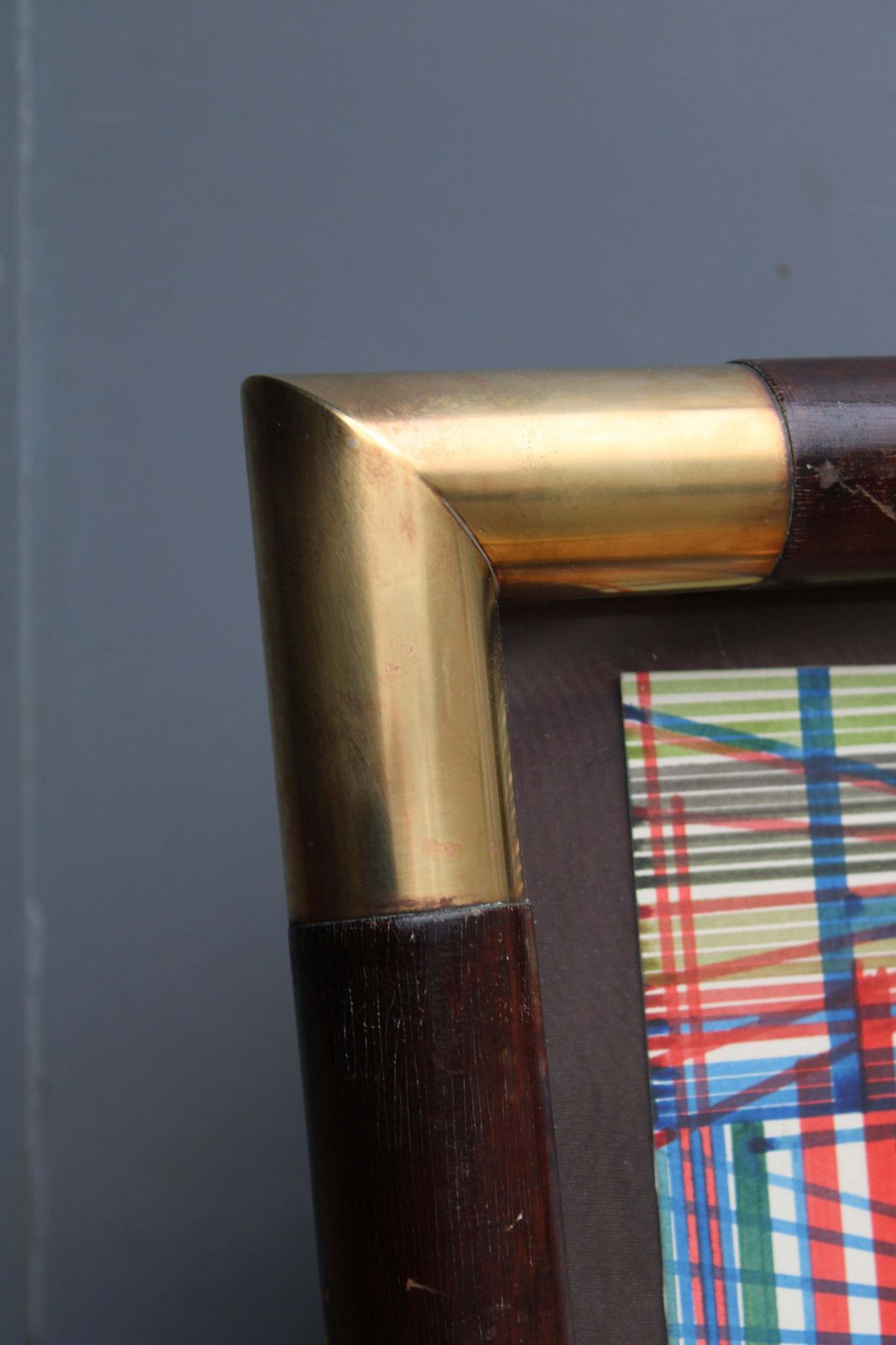 Minimal Square Photo Frame Italian Design In Brass And Wood 1970s photo for sale