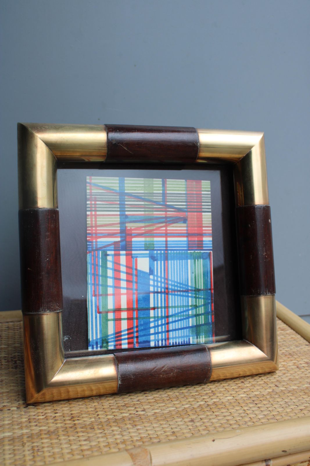 Minimal Square Photo Frame Italian Design In Brass And Wood 1970s photo vinterior
