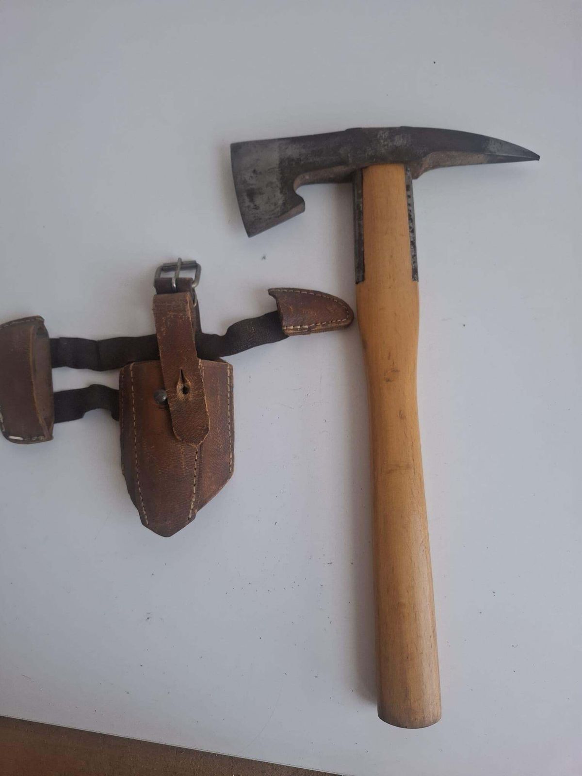 Mid Century Czechoslovak Firefighter Axe With Leather Holster photo Home Decor