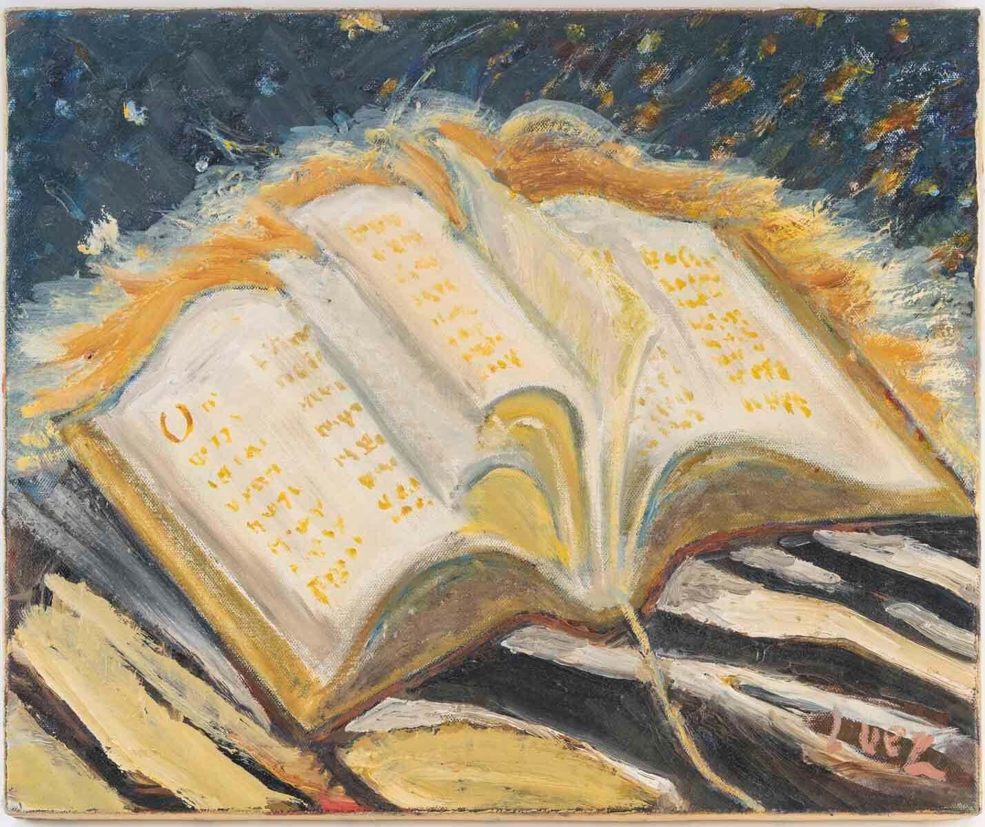 Oil On Canvas, Oil Painting By Evelyne Luez, 20th Century. photo furniture