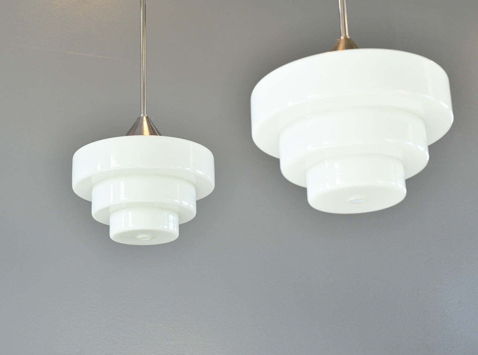 Art Deco Opaline Lights By Edison Circa 1930s photo vinterior