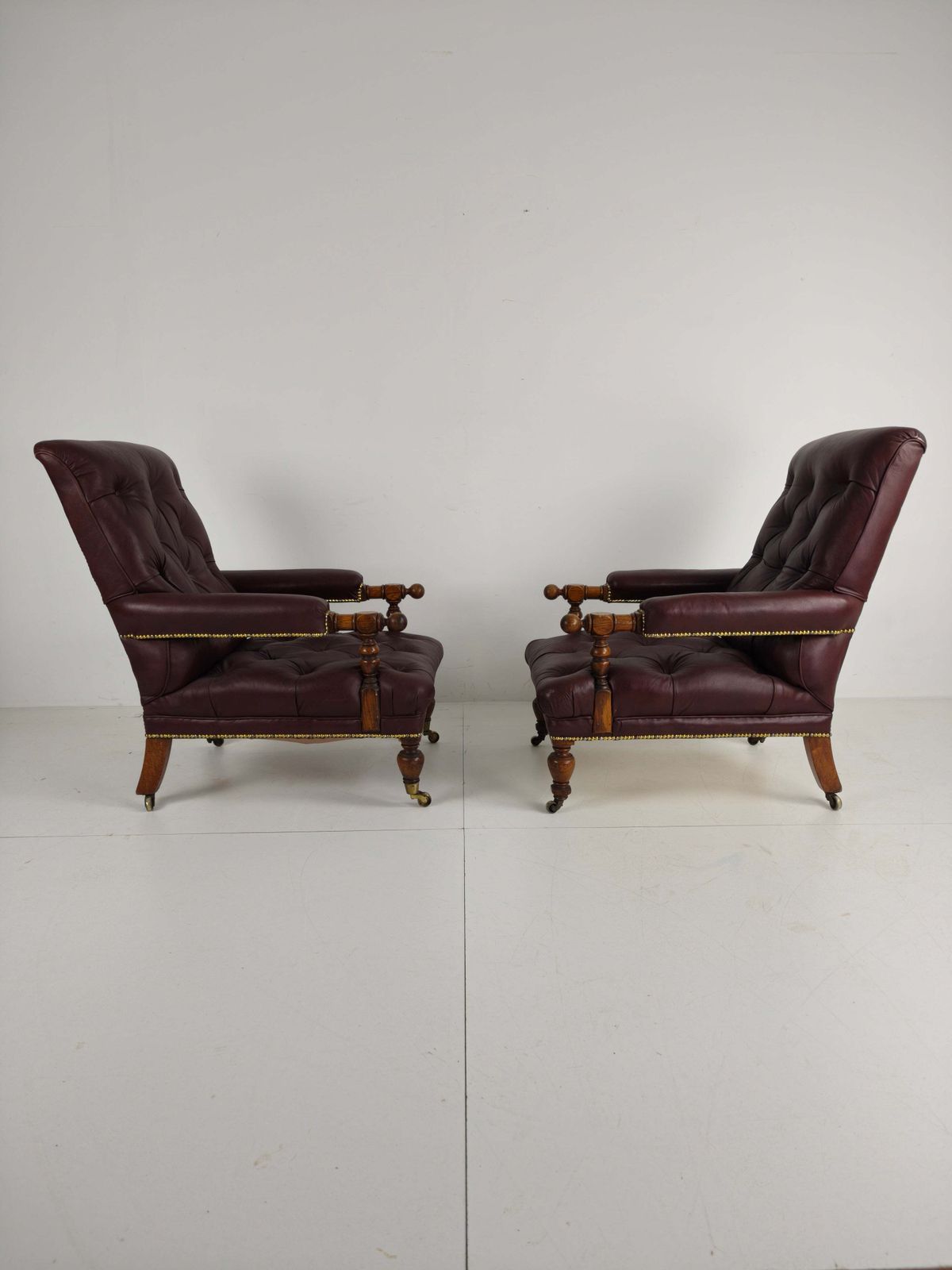 Pair Of Antique Library Chairs   Original William Morris & Co Edinburgh Stamped Armchairs photo for sale