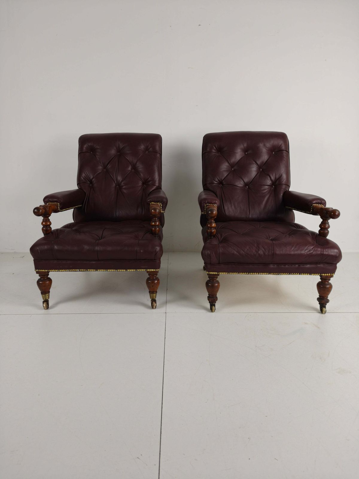 Pair Of Antique Library Chairs   Original William Morris & Co Edinburgh Stamped Armchairs photo Furniture