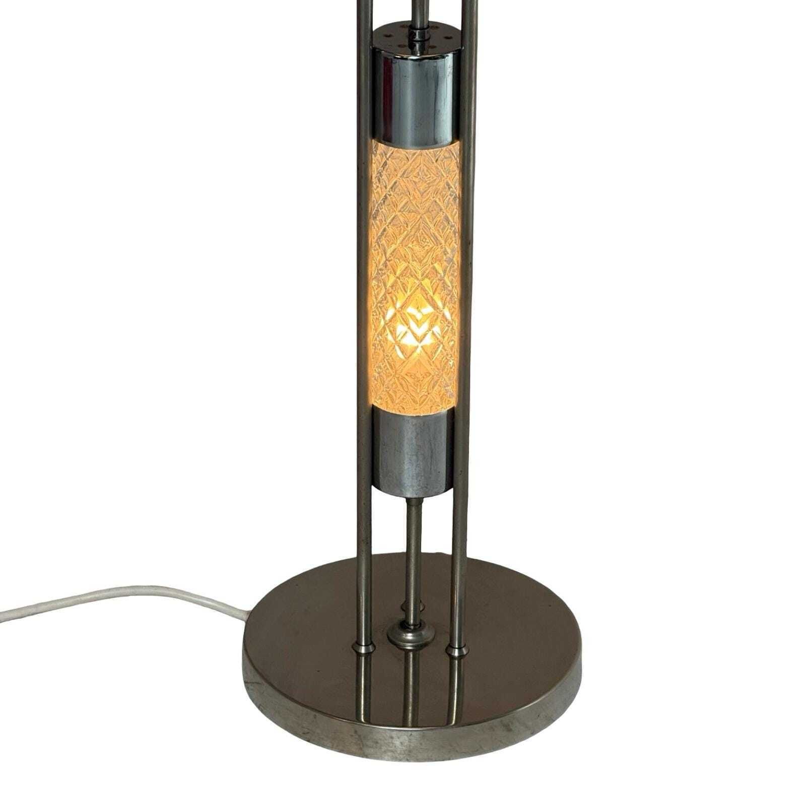 Richard Essig   Floor Lamp   Space Age Design   Crystal Glass, Chrome And Fabric Covered Shade photo for sale